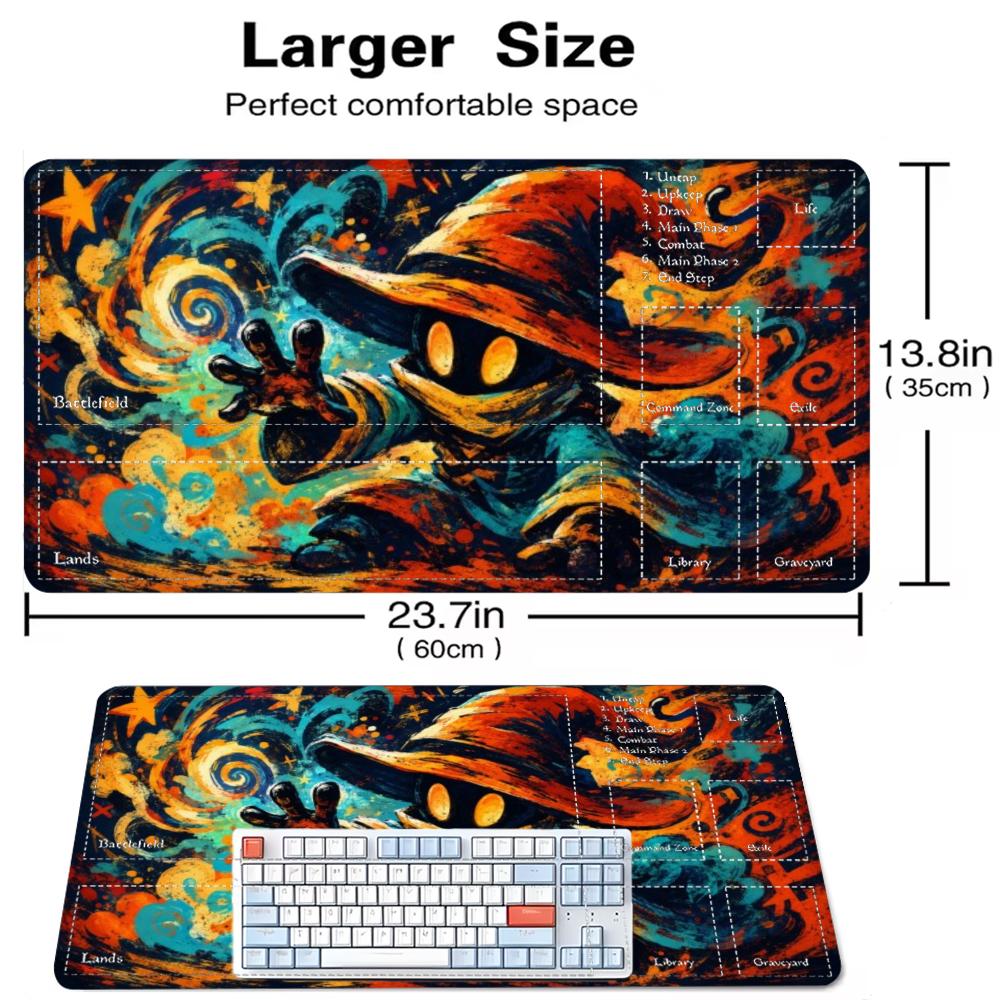 Vintage Swirl Graffiti Wizard Mage Large MTG Playmat TCG Battle Mat Anti-Slip Durable Stitched Edge Commander tapete magic mtg
