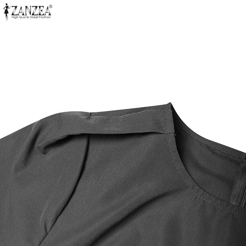 ZANZEA Women Summer Casual Round Neck Short Sleeve Dress