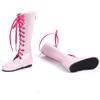 60cm Doll Lace Up Boots Girls Kid Exquisite Doll Boots Shoes Children Toy Accessory(Flat Boots Pink )
