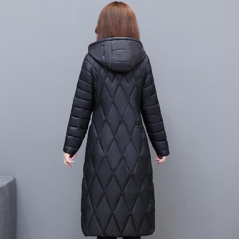 Middle Aged Women Winter Long Jacket Hooded Casual Thicken Warm Cotton Padded Coat Female Parkas Winter Overcoat
