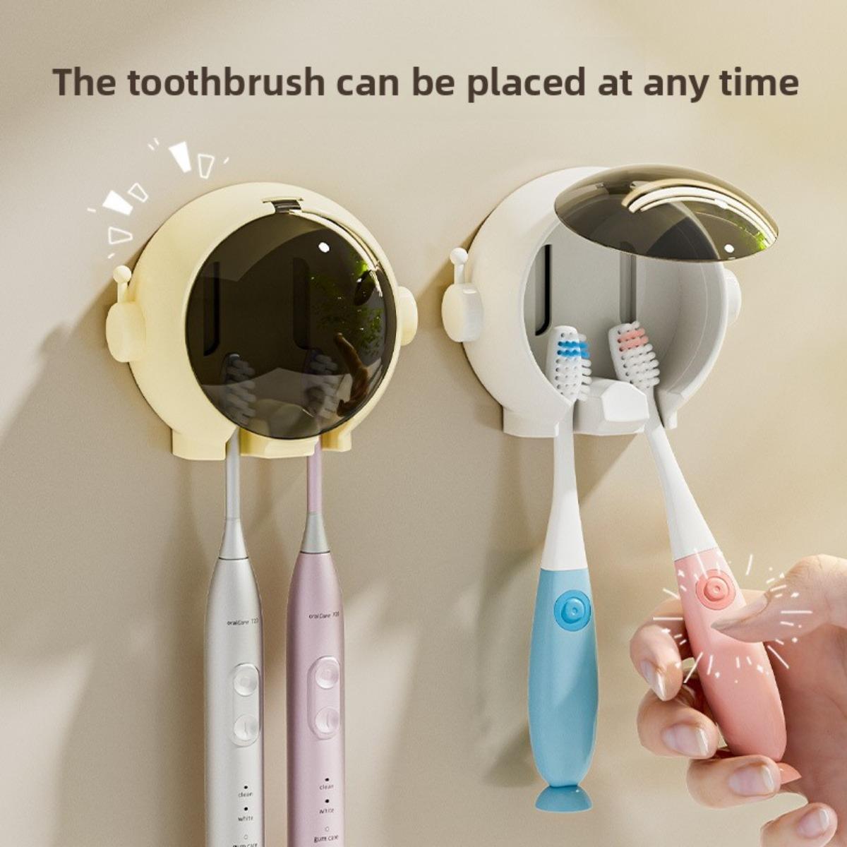 

Cartoon Wall Mounted Non Perforated Bathroom Storage Rack, Electric Children s Toothbrush Holder, Household Couple Toothbrush Holder жовтий