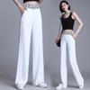 Damen Hose mit weitem Bein, Sommer, dünn, mit Querbuchstaben, elastische Taille, gerade lange Hose, Streetwear, lockere Hose mit hoher Taille