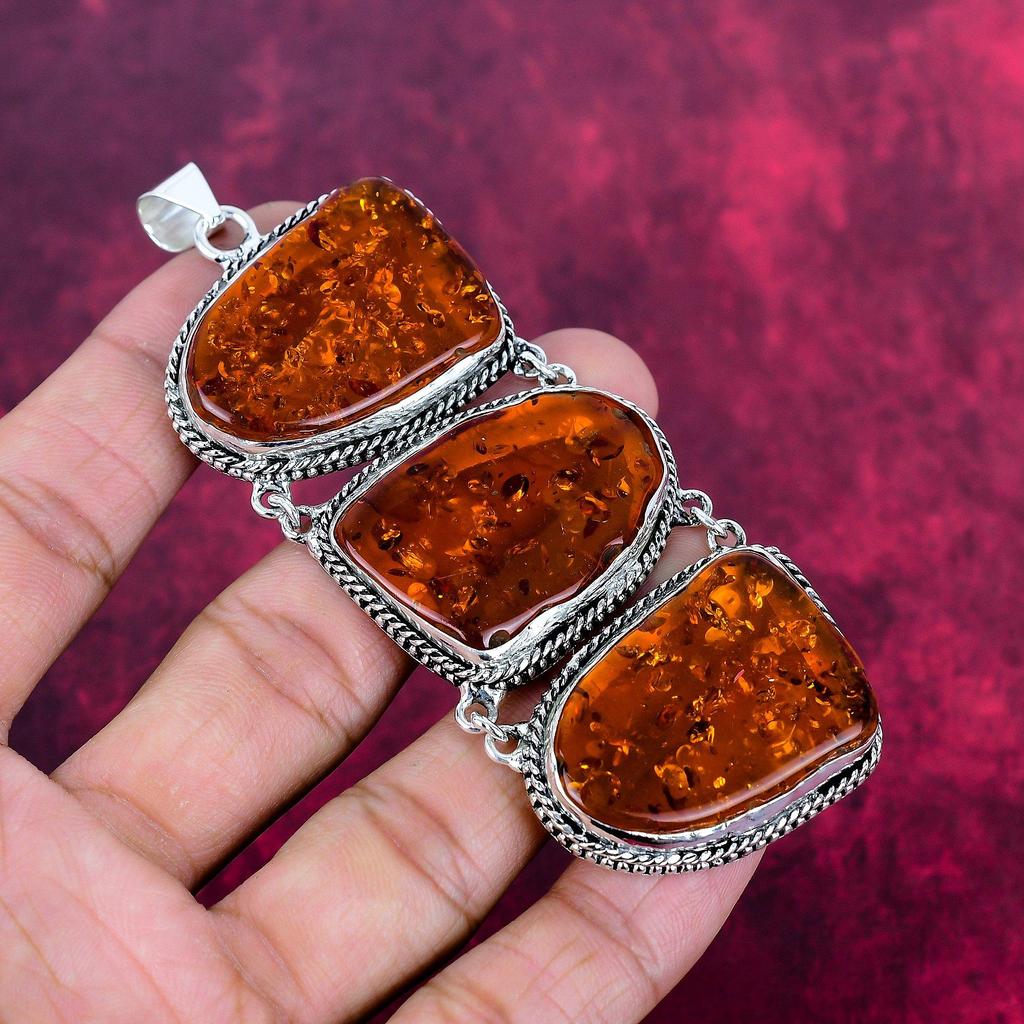 Baltic Amber Pendant, 925 Solid Sterling Silver Gemstone Jewelry, Handmade Pendant Gift For Love