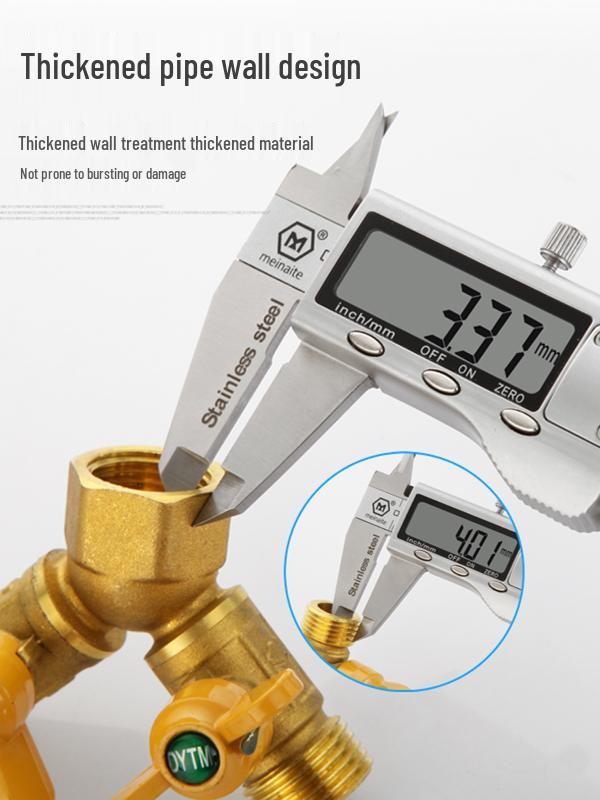 Telu Copper Gas Pipe Tee Valve, Y-Type 4-Point Ball Valve, One-in-Two Natural Gas Switch