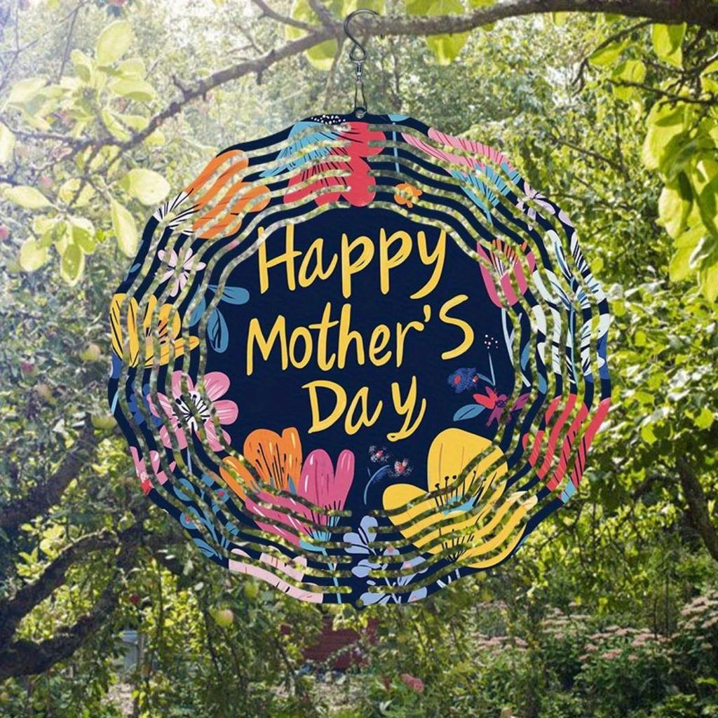Colorful Floral Metal Wind Spinner 3D Outdoor Garden Decor Windmill Art for Home Yard Mother Day Gift Wind Chime Decoration