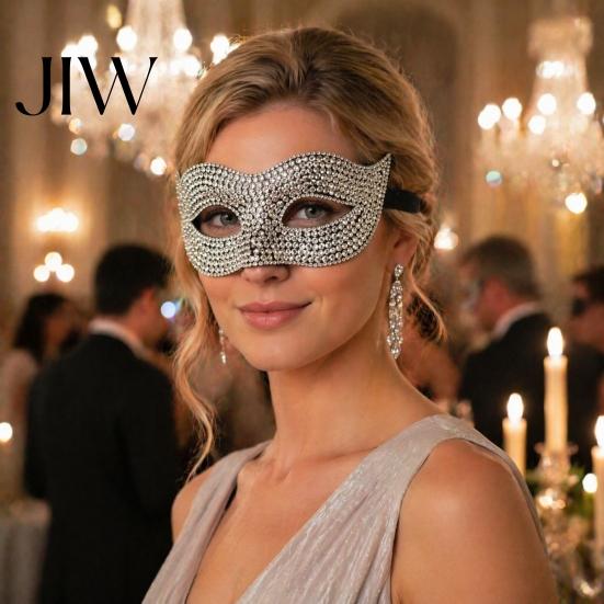 Soft Skin Friendly Party Masque Bling Rhinestone Masquerade for Women, Sparkly Venetian Half Shining Style Face Eye Halloween, Mardi Gras, Prom