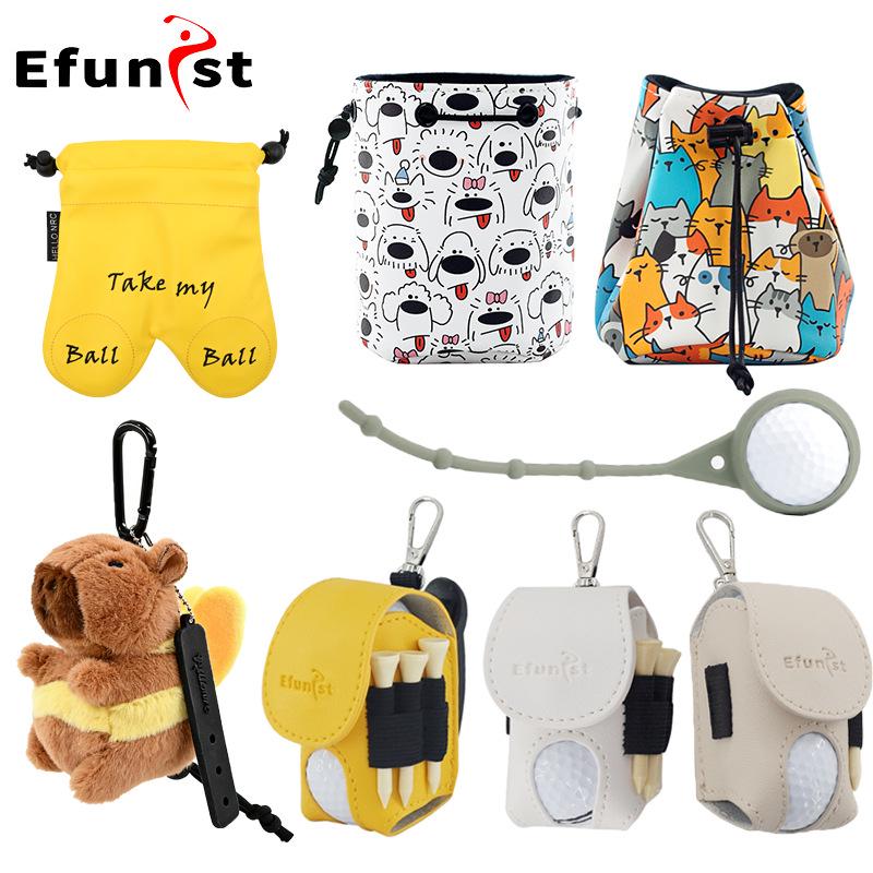 Mini Waist Golf Ball Pouch - PU Leather & Polyester, Portable Storage, Multiple Styles