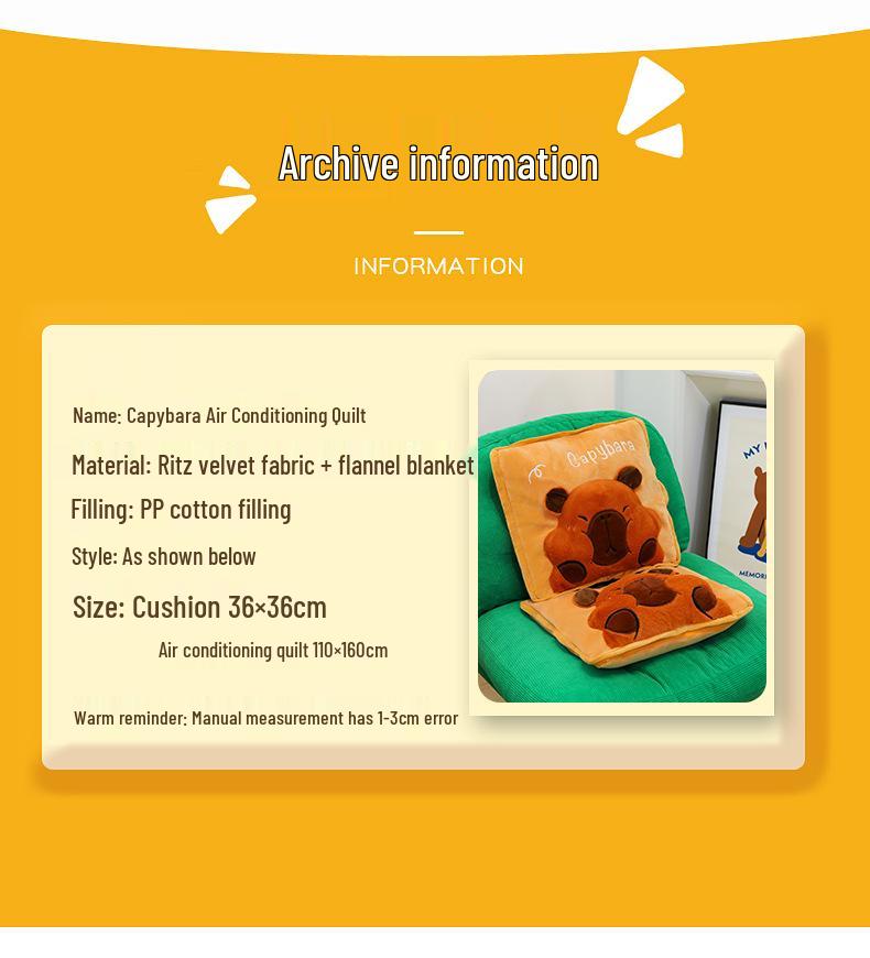 3D Pop-up Capybara Blanket & Pillow: Multi-functional Plush Sofa Throw for Office or Home