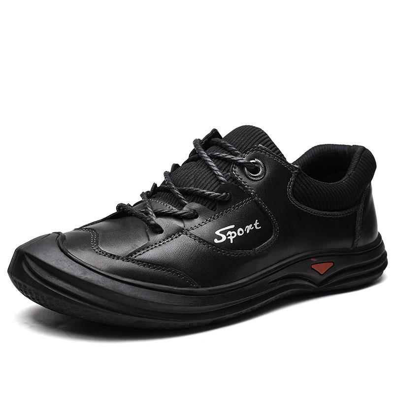 Autumn men's casual shoes first layer cowhide men's shoes genuine leather outdoor hiking shoes platform non-slip mountaineering shoes men's tide