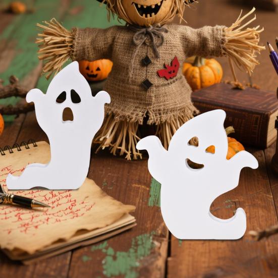 Yousheng Halloween Ghost Ornament Freestanding Ghost Sign Tiered Tray Decoration Ghost Table Centerpiece for Halloween Fall Party