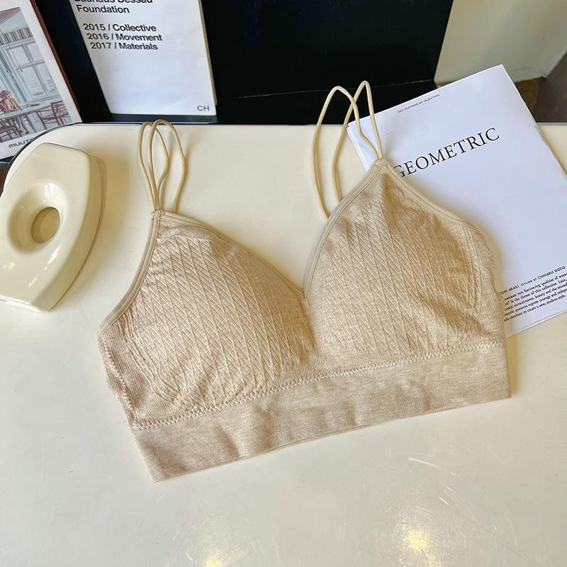 New Fashion Shoulder Strap Beauty Back Bra Fixed Latex Cup Underwear Women's Gathering Bra Modal Vest