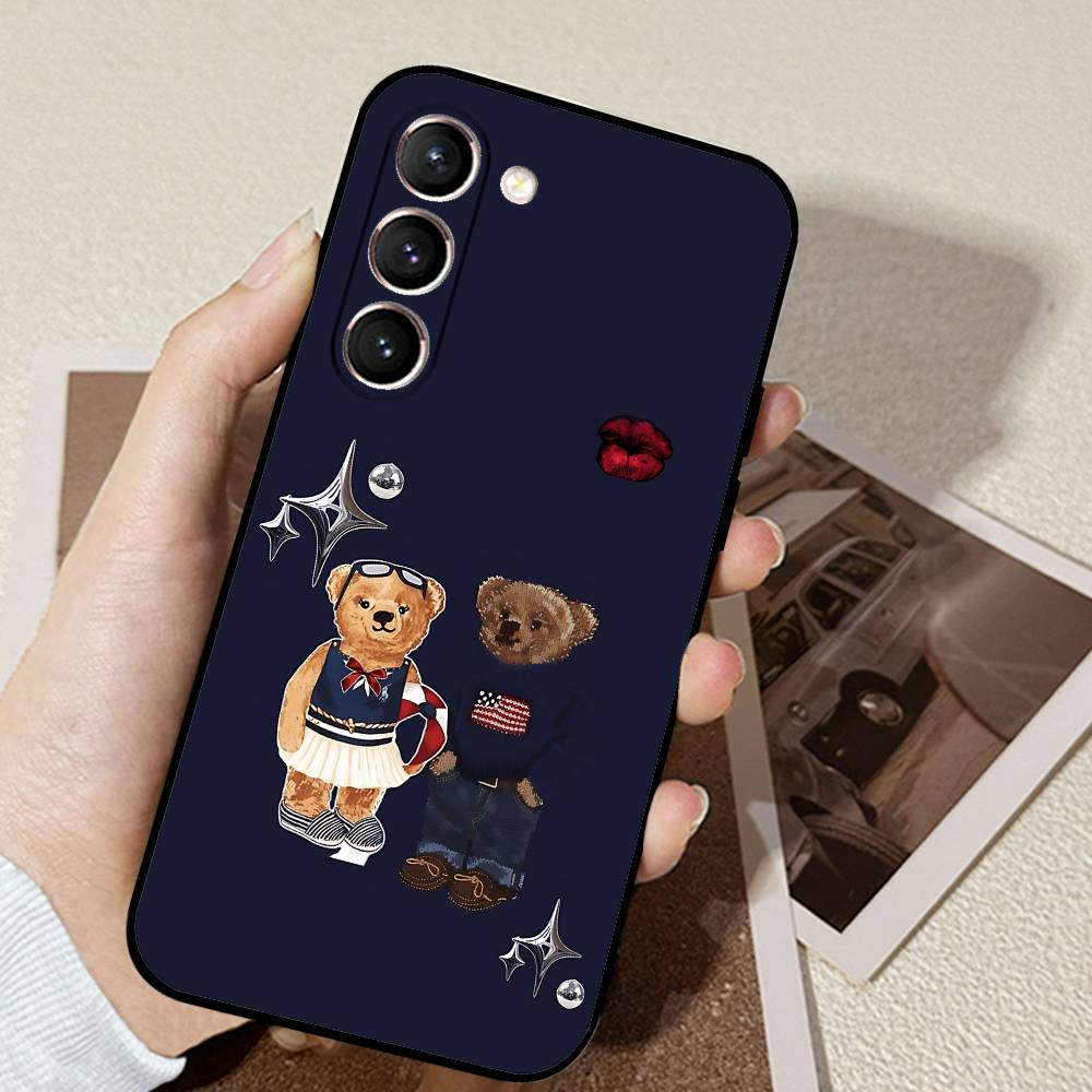 D-CartoonS Bear R-PoloS Phone Case Black Ultra-thin Shockproof Case For Samsung S24/S25/S22/S30/Note20/Lite/Ultra/5G/Plus/FE