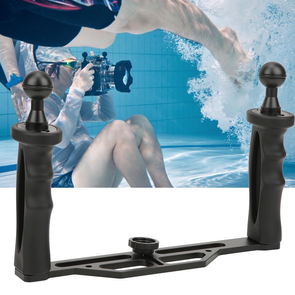 Suport pentru lanterna de scufundări cu mâner dublu din aliaj de aluminiu, suport pentru cameră sport subacvatică