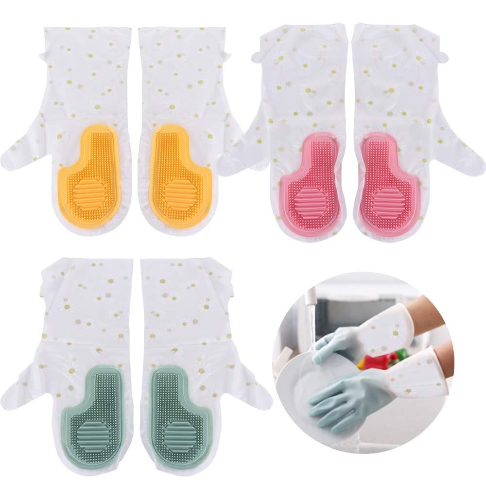 

2Pairs Waterproof Rubber Gloves Repeatable Cleaning Gloves Kitchen Dishwashing Gloves Housework