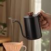 CLITON 304 Stainless Steel Pour-Over Coffee Maker with Wooden Handle, Travel Office Home Use Long Spout Thin Mouth Coffee Pot with Lid
