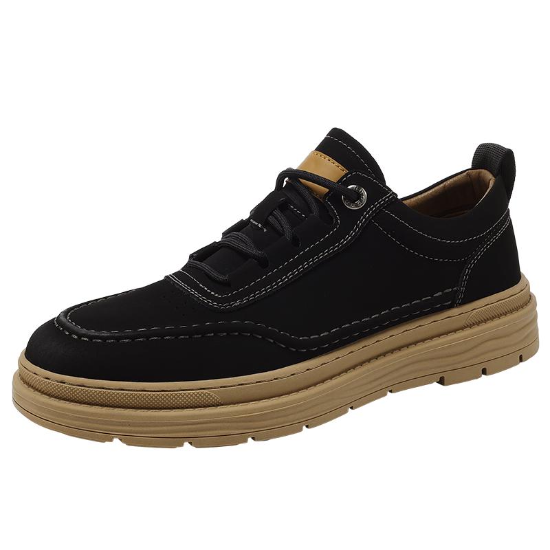 

Модные мужские двухслойные ботинки из коровьей кожи с увеличением высоты на 4 см и хлопковые рабочие туфли Классические туфли на шнуровке 44 чёрный