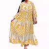 Plus-size V-neck Women's Printed Shirt Long Dress Bohemian Vacation Dress