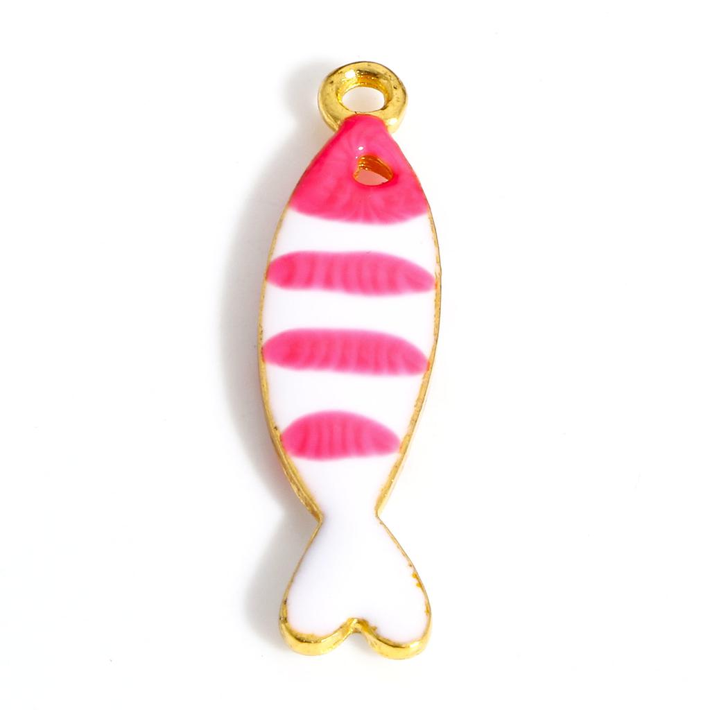 5pcs Fish Charms Double Sided Enamel Sequins Alloy Pendants For Diy Earrings Necklace Accessory Jewelry Making Findings  26x7mm