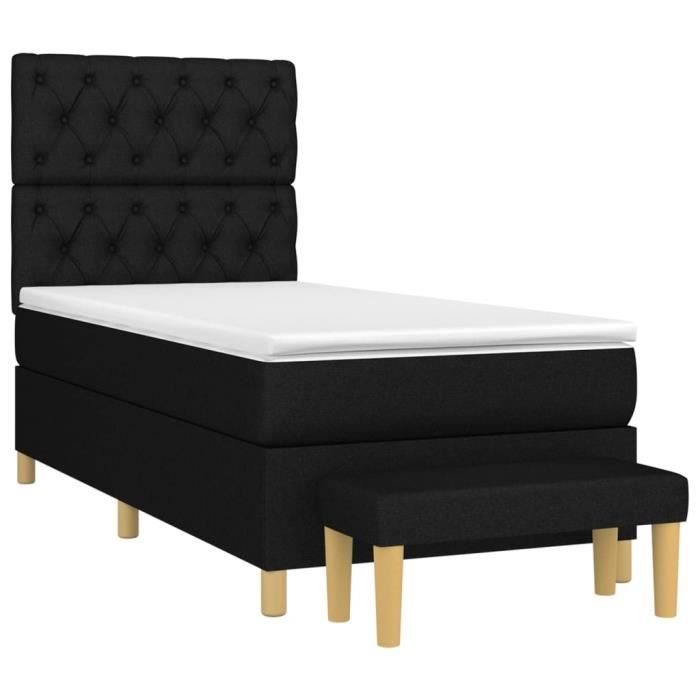 3137351 vidaXL Bed with Divan Base and Mattress Black 80x200 Cm Fabric