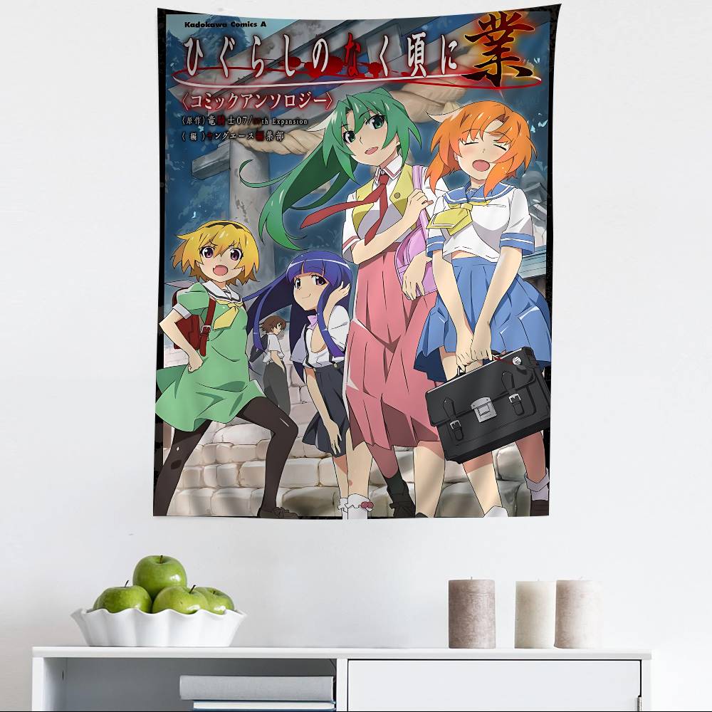 Anime Hhigurashi Wwhen They Ccry Hanging Bohemian Tapestry Hanging Tarot Hippie Wall Rugs Dorm Japanese Tapestry