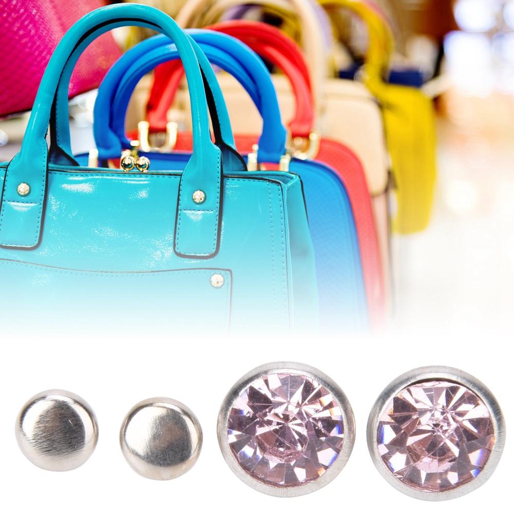 20 Set Rhinestone Rivet Colorful Silver Side DIY Bag Shoes Clothes Decoration 10mm10mm Silver Side Pink Rhinestone