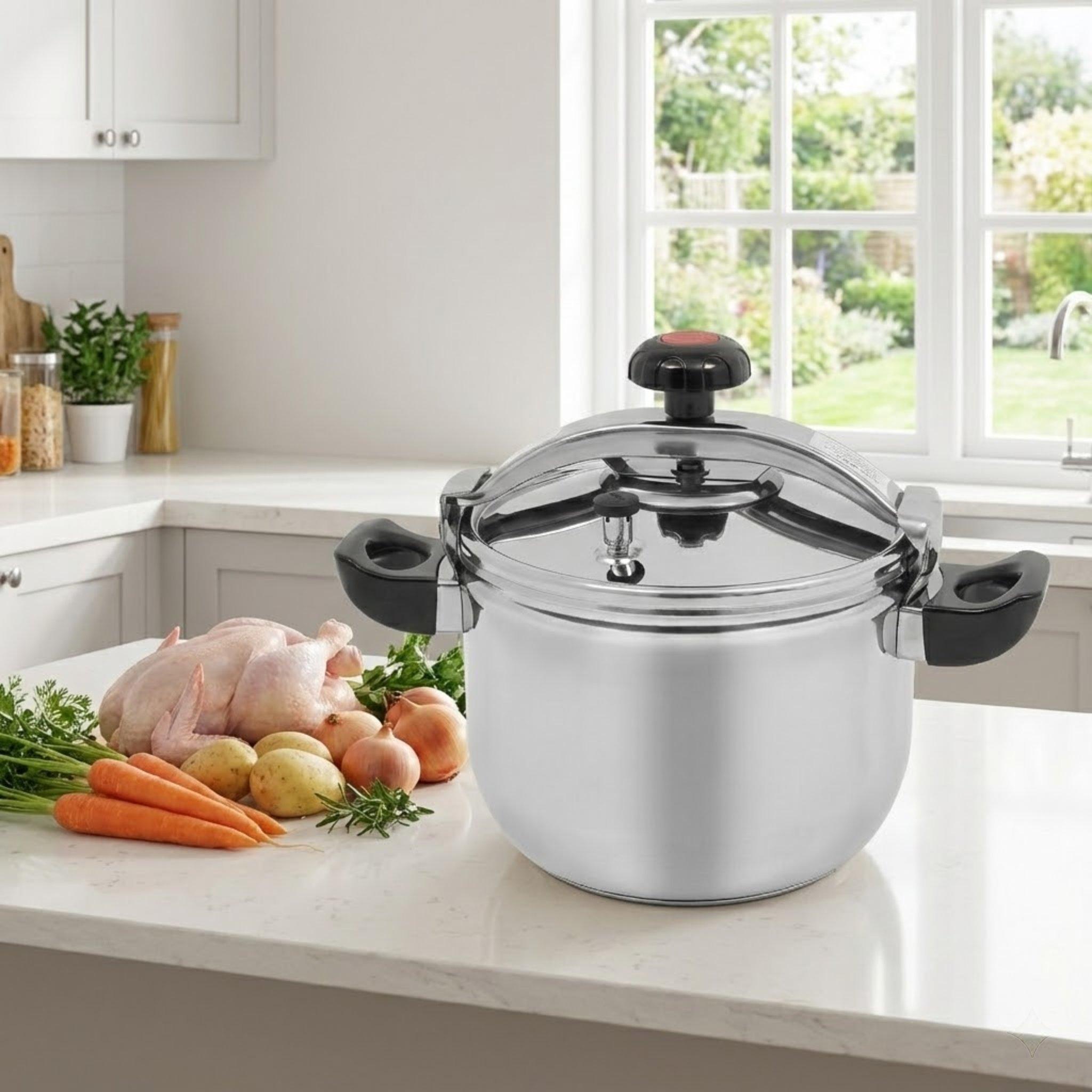 

Large 11L Pressure Canner Stainless Steel Pot for Family Kitchen Quick Cooking 60Kpa Pressure Secure Locking Lid United States