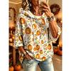 Women Three‑Quarter Sleeves Loose Hoodie Retro Floral Casual Vacation Top