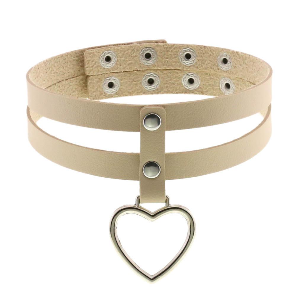 Harajuku Soft Girl Heart Pendant Choker, Black PU Leather Short Clavicle Necklace
