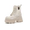 Women's Summer Hollow-Out Leather Boots: British-Style High-Platform Thick-Soled Cool Footwear, Mesh-Trimmed Women's Sandal-Boots
