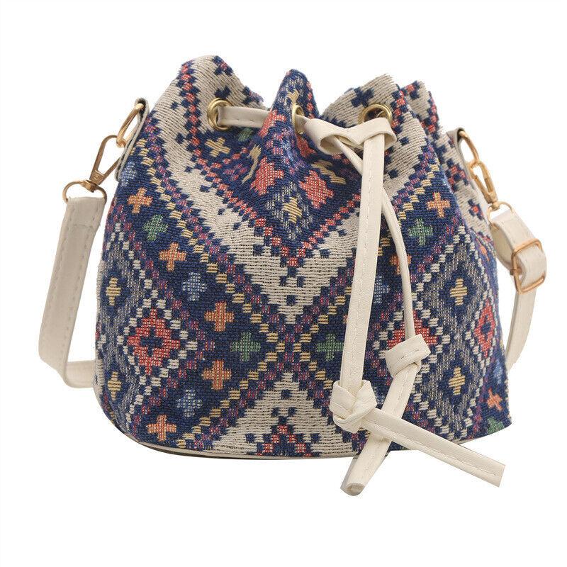 

1Pc Women s Floral Ethnic Style Linen Fabric Bucket Bag Crossbody Shoulder Handbag Luxury Designer Fashion Accessories