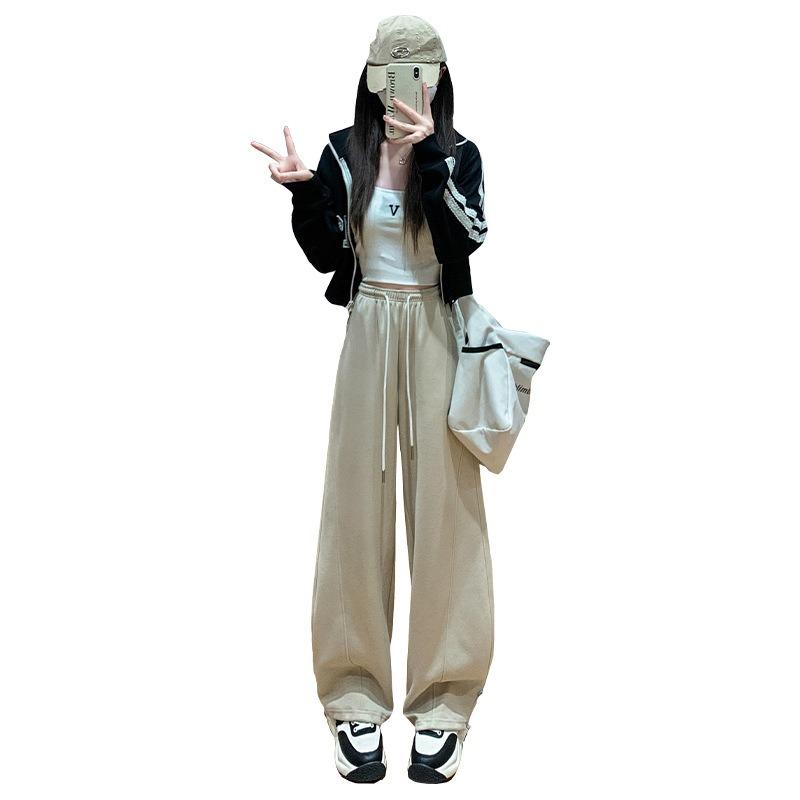 Fleece new straight sickle pants loose casual pants sports banana wide-leg pants women's commuter versatile sweatpants