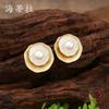 New Round Flower Color Drip Alloy Stud Earrings, Multi-layer Oil Women's Premium Earrings