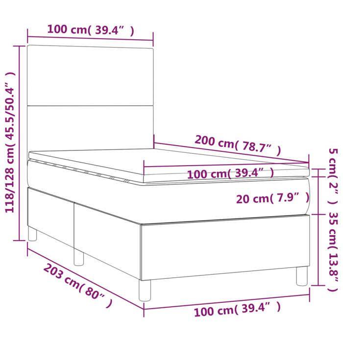 VidaXL Sommier à Lattes de Lit avec Matelas LED, Lit Rembourré, Lit Simple, Lit Adulte de Chambre à Coucher Intérieur, 3135989