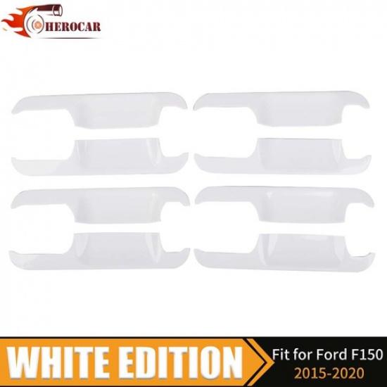 2015-18 Ford F150 Crew Cab Door Handle Bowl Covers Oxford White | Left | Painted Drilling Required | Adhesive | 1 Year Manufacturer Warranty
