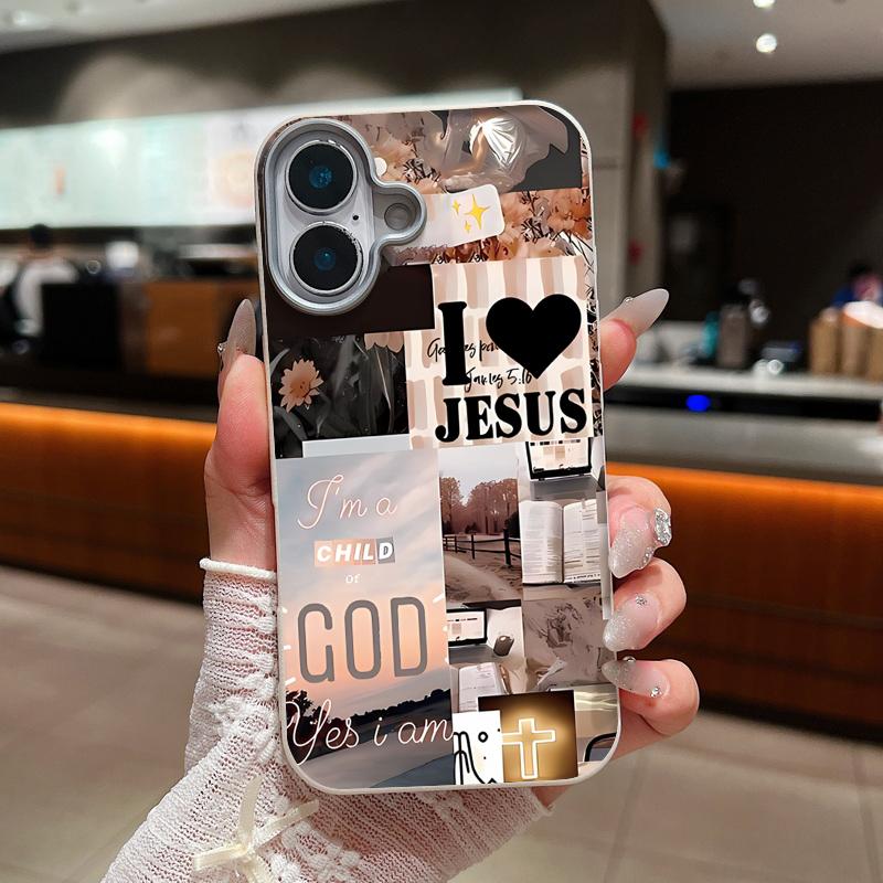 

Shockproof Soft Silicone Case For iPhone 16 16e 15 Pro Max 14 13 12 11 Soft TPU Silicone Creative Collage Patterns Phone Cover iPhone 11 білий/бежевий