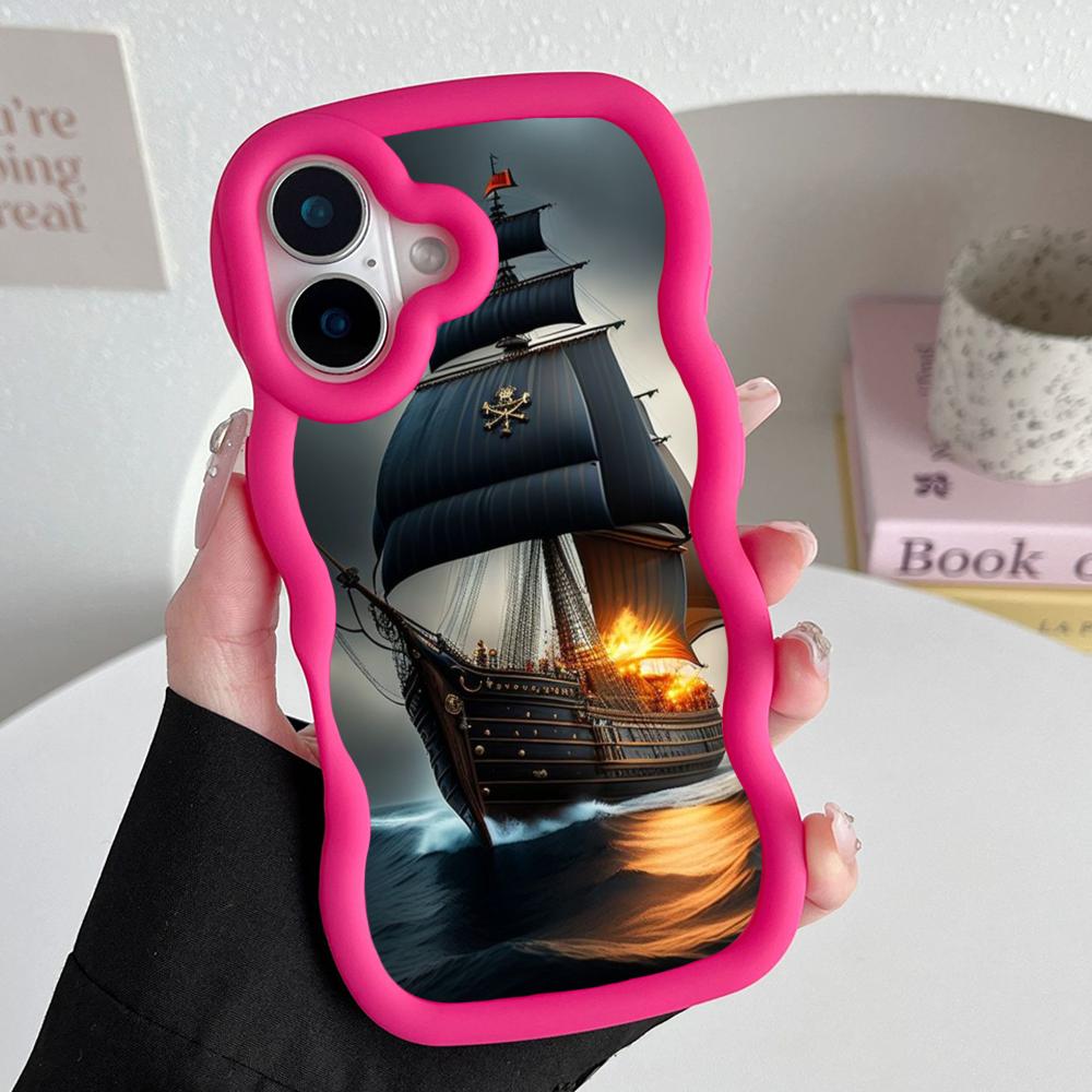 Pirate Corsair Mobile Phone Case for iPhone 17 16 15 14 13 12 11 Air Pro Max Plus Wavy Edge TPU Colorful Cover Luxury Cover
