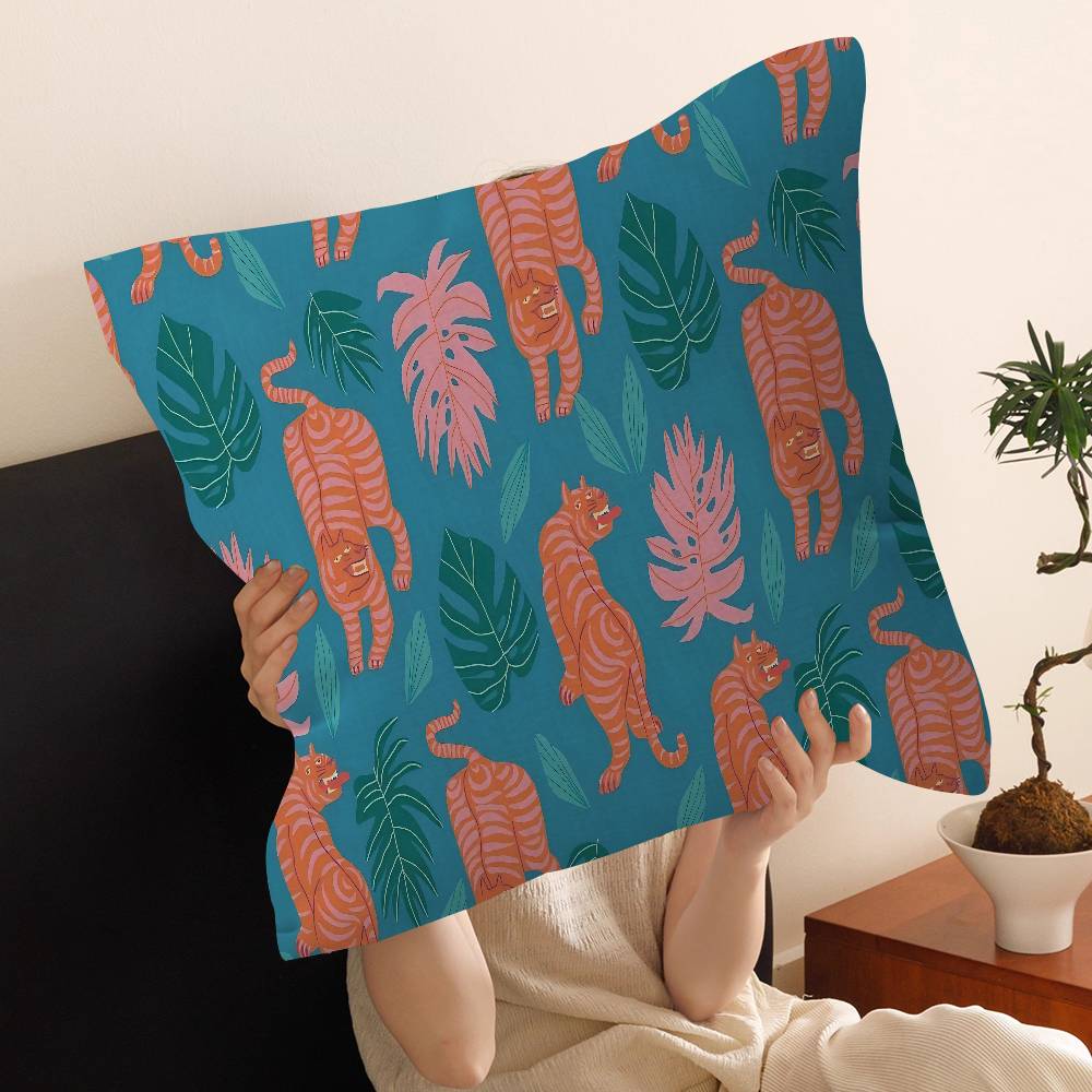 Animal Style Tiger Cushion Case Autumn Jungle Pillow Anime Pillow Sofa Bed Head Pillow Cover Cushion Cover 45x45 cm Fashion