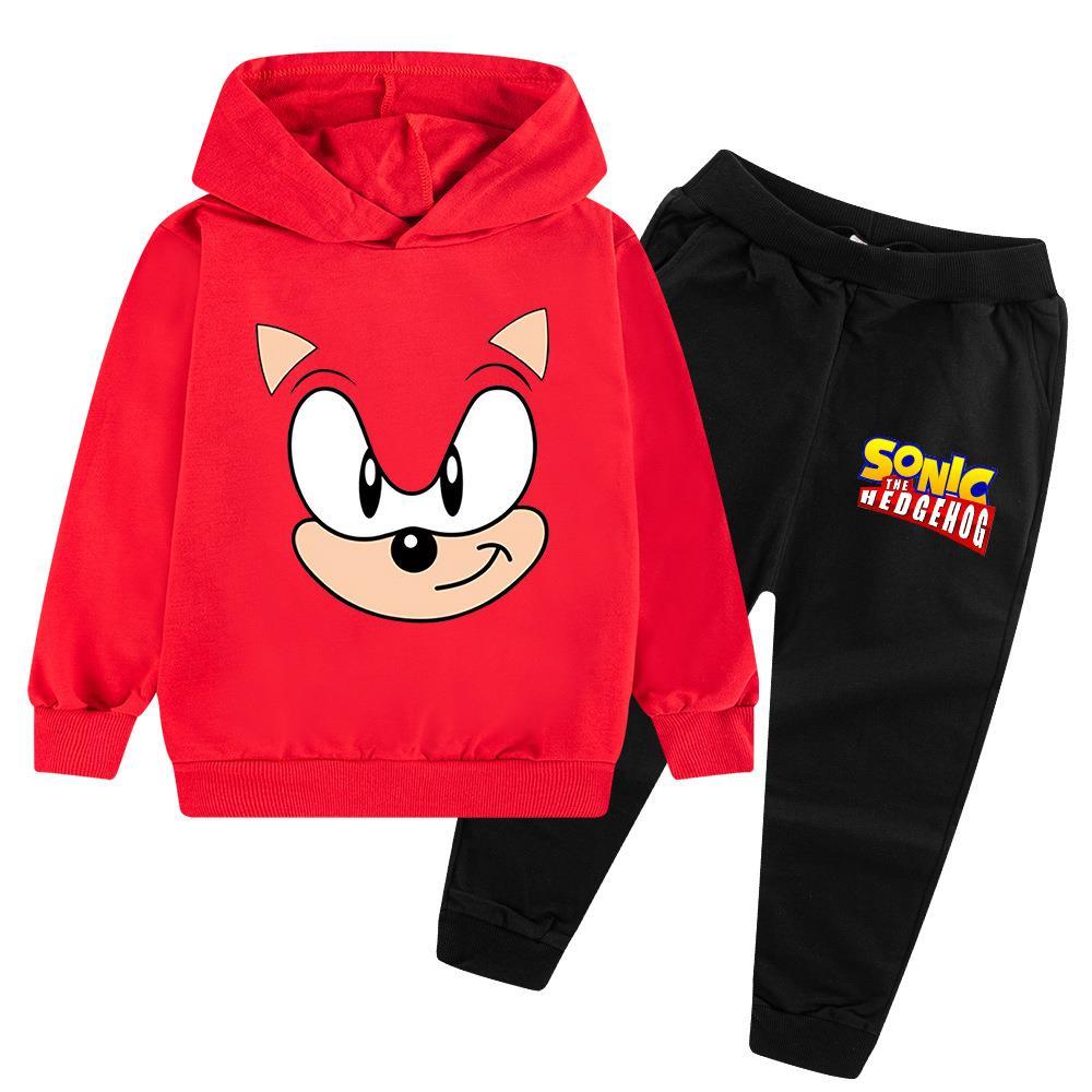 New Sonic Children's Clothing Set Long Sleeve Hoodie And Pants Spring Autumn Male Primary School Students Cotton Polyester Blend