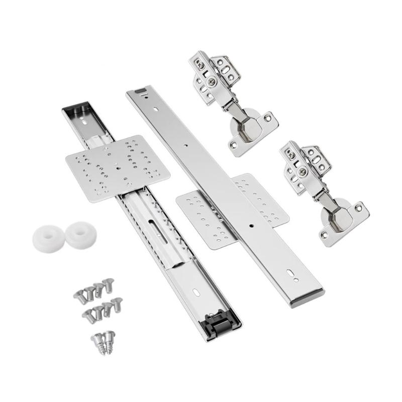 Smooth and Quiet Folding Invisible  Door Rail Cabinet Door Sliding Mechanism for Kitchen Cabinets & Living Room Storage
