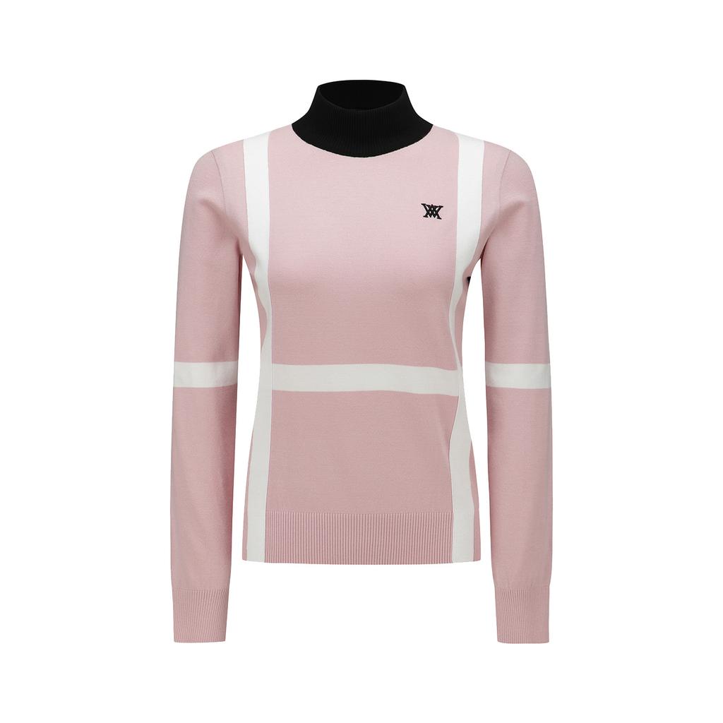 ANEW GOLF Women Block Turtleneck Sweater_Pi