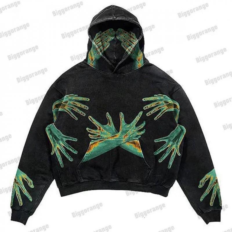 Amerikan Punk Kurukafa 3D Baskılı Kısa Kapüşonlu Sweatshirt Bol Kesim Erkek Kadın Sokak Giyimi