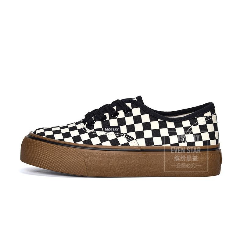 Platform plaid shoes women's new one-pedal heightening canvas shoes versatile board shoes 528