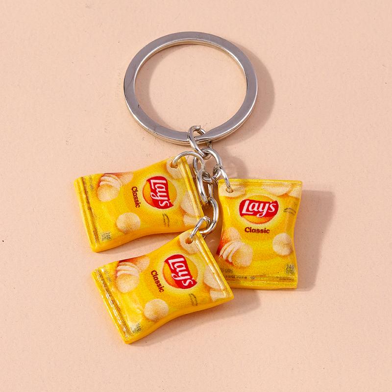 Fashion Resin Food Snacks Potato Chips Keychain for Women Handmade Keychains Car Key Handbag Pendant Jewelry Gifts