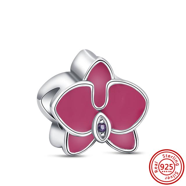 Pantaro 925 Pevná Stříbrná Růžová Série Srdce Květ Motýl Maminka Murano Skleněné Korálky Hodí se Originální přívěsky Náramek Šperky