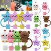 Straw Cover Cap Silicone Straw Topper Dust Proof 4pcs/8pcs Straw Plug Set Cute Cartoon Party Decor Suitable for 10mm Straws