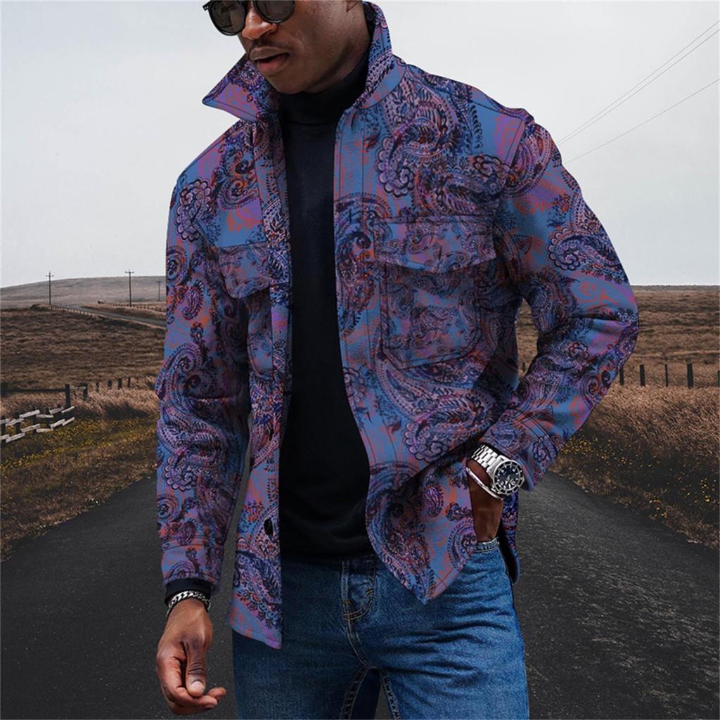 Herenmodetrend dagelijks casual bedrukt donsjack met lange mouwen en knopen