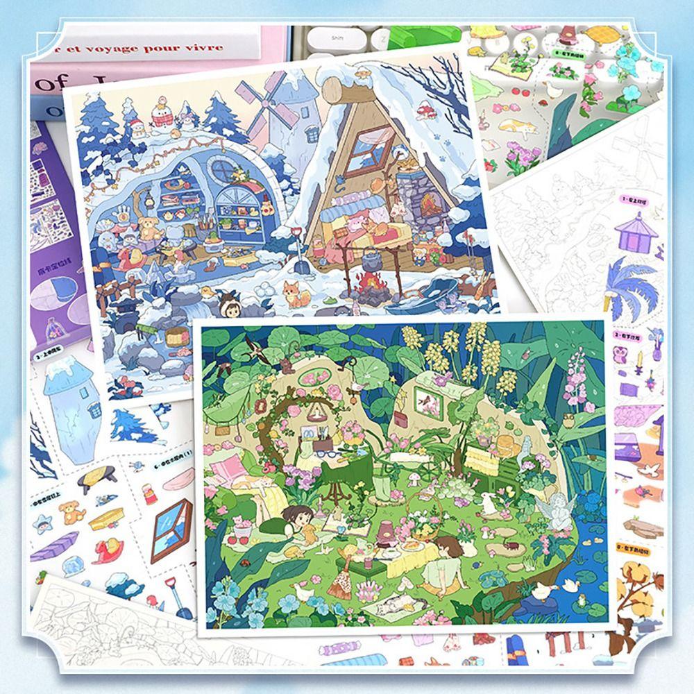 DIY Pocket Cabin Scene Stickers Floral Secret Realm Miniature Scene Sticker  Creative Craft