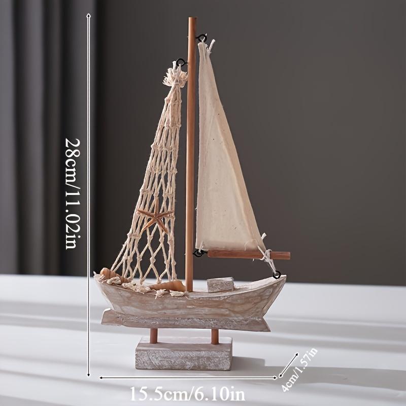 

1 Винтажная американская парусная лодка и средиземноморская рыбацкая лодка, маленькая деревянная лодка, домашний декор, деревянные украшения для дома от художника, Small
