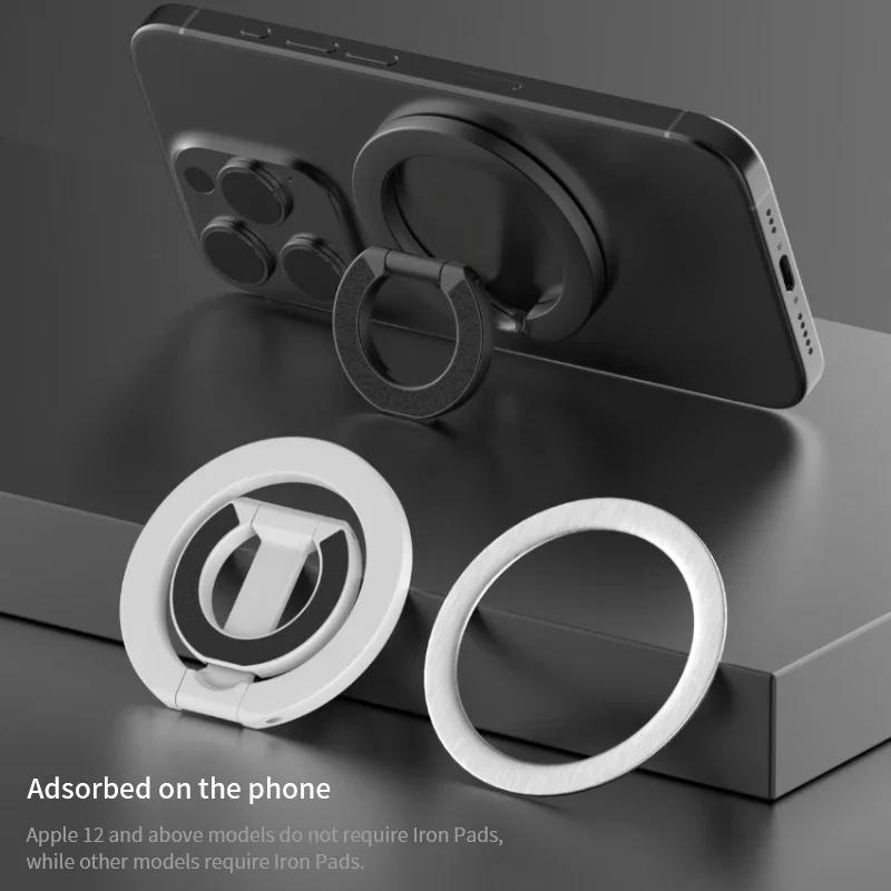 1pc 360 Rotation Adjustable Magnetic Ring Phone Holder Dual-Sided Aluminum Mobile Phone Stand For IPhone 15/14Pro Grip Kickstand