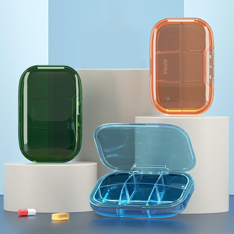 6Girds Mini Medicine Pills Box Drug Storage Box Pills Dispenser Pill Organizer Tablet Pillbox Case Container Pastillero Portable